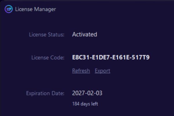 Vào mục Manage License để kiểm tra