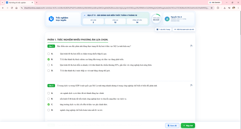 Hướng dẫn dùng Uneed.vn để đánh giá kiến thức Online miễn phí cho học sinh 32