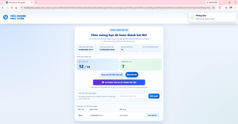 Hướng dẫn dùng Uneed.vn để đánh giá kiến thức Online miễn phí cho học sinh 34