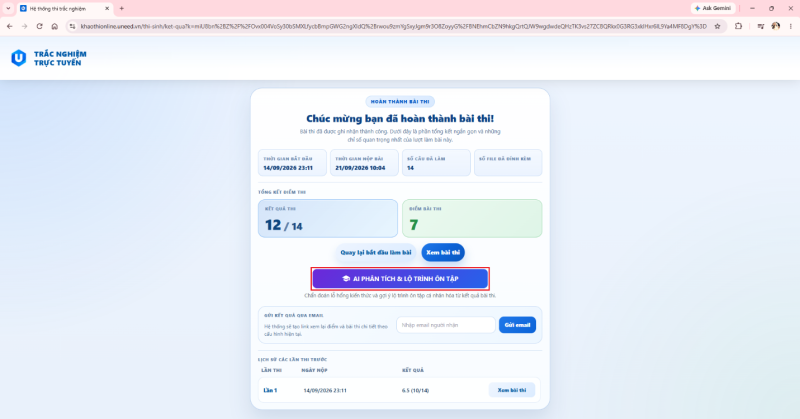 Hướng dẫn dùng Uneed.vn để đánh giá kiến thức Online miễn phí cho học sinh 35