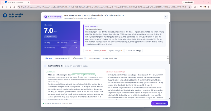 Hướng dẫn dùng Uneed.vn để đánh giá kiến thức Online miễn phí cho học sinh 36