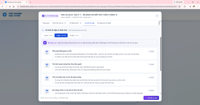 Hướng dẫn dùng Uneed.vn để đánh giá kiến thức Online miễn phí cho học sinh 37