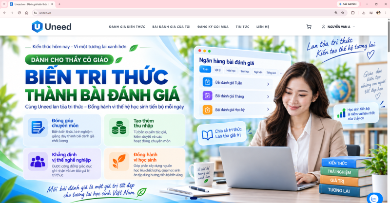 Hướng dẫn dùng Uneed.vn để đánh giá kiến thức Online miễn phí cho học sinh 23