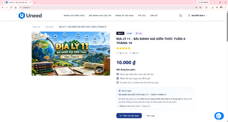 Hướng dẫn dùng Uneed.vn để đánh giá kiến thức Online miễn phí cho học sinh 26