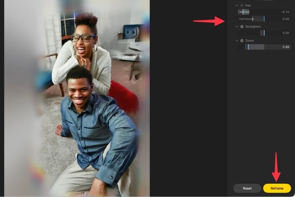 Click the Reframe button