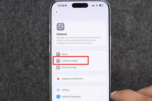 Instructions on how to exit iOS 27 Beta and update to official version 11 Go to Software Update