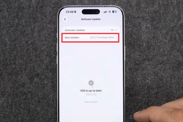 Instructions on how to exit iOS 27 Beta and update to official version 12 Go to Beta Updates