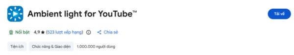 Cài Ambient light for YouTube