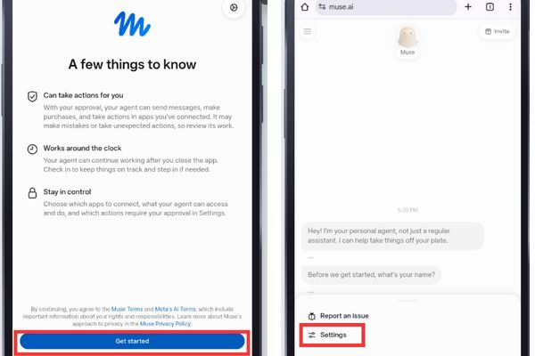 Hướng dẫn cách nhận 1 tỷ token Muse AI 11 Chọn Settings