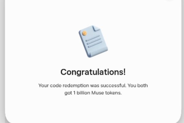 Hướng dẫn cách nhận 1 tỷ token Muse AI 14 Thông báo thành công