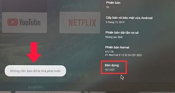 Bấm vào Bản dựng 7 lần