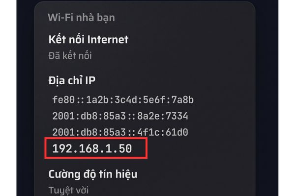 Lấy địa chỉ IP của TV