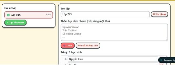 Add a list of student names