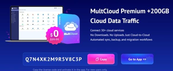 Instructions for receiving 3 months of MultCloud Premium for free with 200GB data 13 Copy the promotional code line