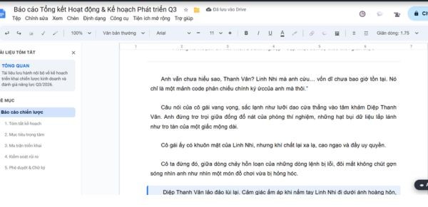 Giao diện trên Google Docs